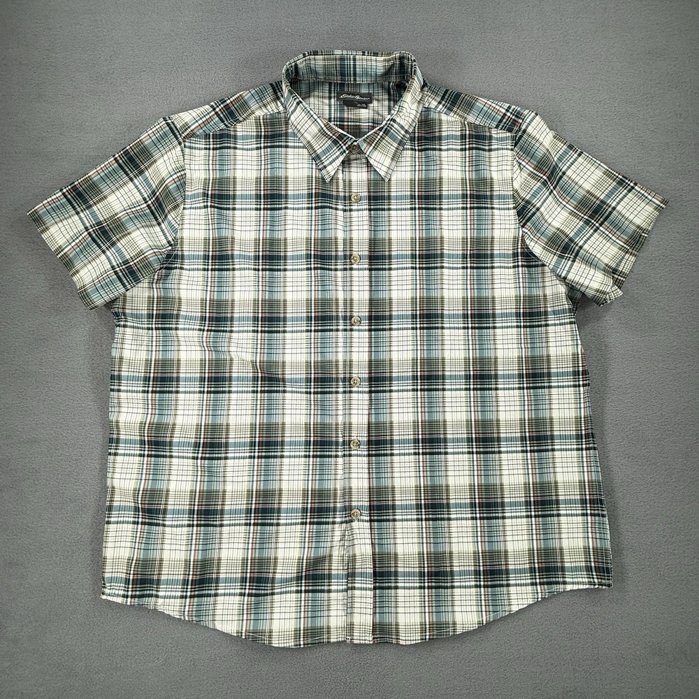 Eddie Bauer Performance Stretch Button‎ Up Shirt Mens XL Short Sleeve Plaid